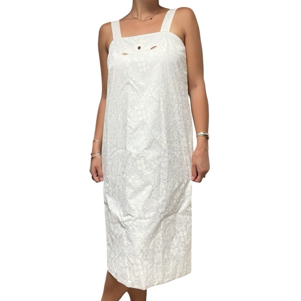 Vintage Lilly Pulitzer 60s/70s White Cutout Embroidered Bridal Midi Dress 10/12